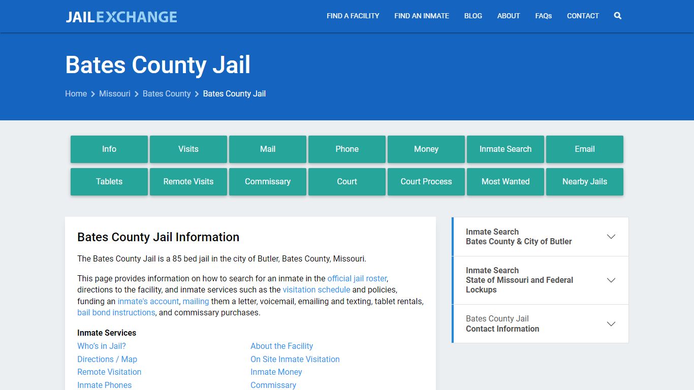 Bates County Jail, MO Inmate Search, Information