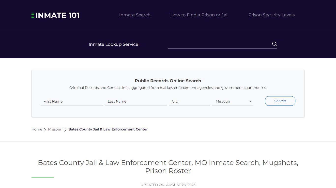 Bates County Jail & Law Enforcement Center, MO Inmate Search, Mugshots ...